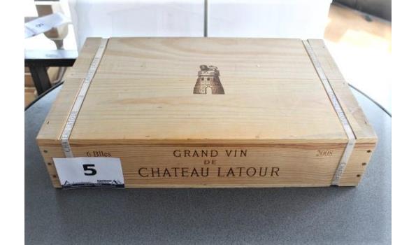 kist inh 6 flessen à 75cl wijn, Chateau Latour, 2008